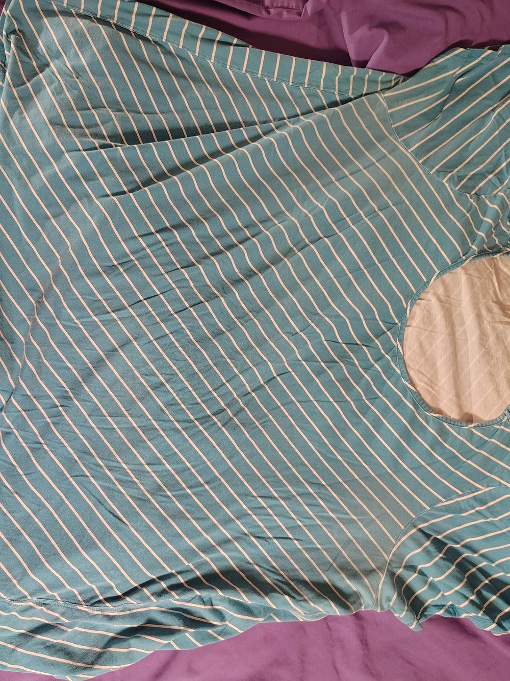Roaman's 5X 38/49 Striped Teal/ White Swing T-shirt